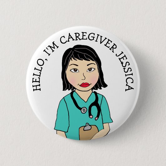 Badge Rond 5 Cm Bonjour, je suis Aide-carrière Ajouter un nom bout (Devant)