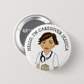 Badge Rond 5 Cm Bonjour, je suis Aide-carrière Ajouter un nom bout (Devant & derrière)