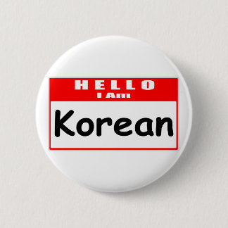 Badge Rond 5 Cm Bonjour, Je Suis Coréen ... Nametag