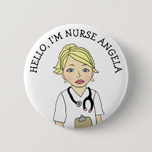 Badge Rond 5 Cm Bonjour, Je suis Infirmière Ajouter Nom