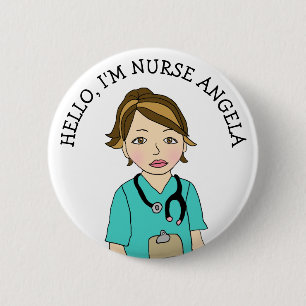 Badge Rond 5 Cm Bonjour, Je suis Infirmière Ajouter Nom