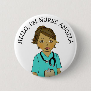Badge Rond 5 Cm Bonjour, Je suis Infirmière Ajouter Nom