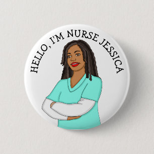 Badge Rond 5 Cm Bonjour, Je suis Infirmière Ajouter Nom