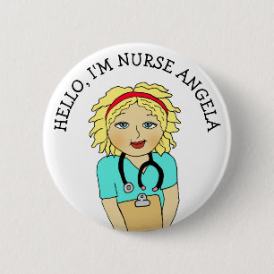 Badge Rond 5 Cm Bonjour, Je suis Infirmière Ajouter Nom