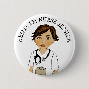 Badge Rond 5 Cm Bonjour, je suis infirmière Ajouter un nom bouton