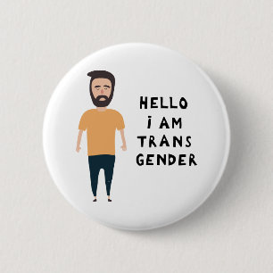 Badge Rond 5 Cm Bonjour, je suis transgenre