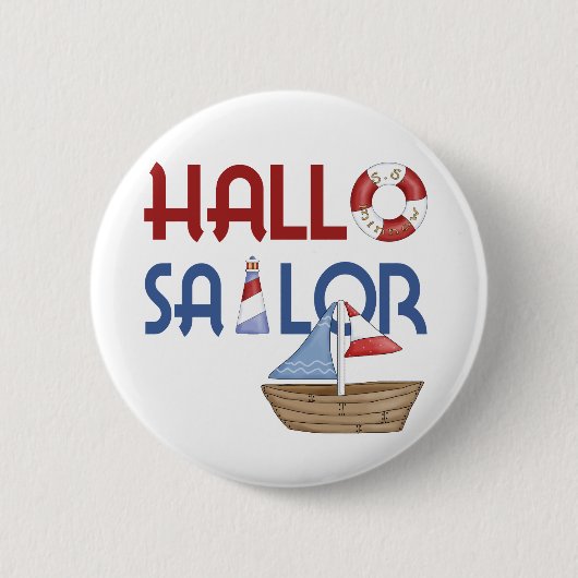 Badge Rond 5 Cm Bonjour marin (Devant)
