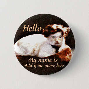 Badge Rond 5 Cm Bonjour, Mon Nom Est.._Bouton