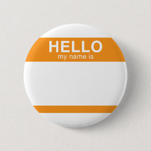 Badge Rond 5 Cm Bonjour mon nom est - orange