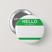 Badge Rond 5 Cm Bonjour mon nom est - vert (Devant & derrière)