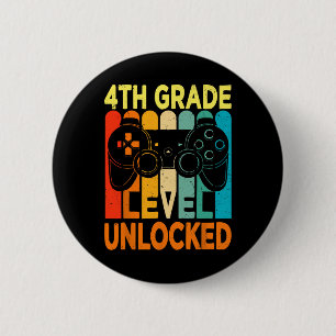 Badge Rond 5 Cm Bonjour niveau 4e année jeu vidéo débloqué Byck To
