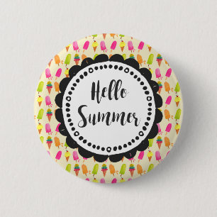 Badge Rond 5 Cm Bonjour Popsicles d'été et crème glacée