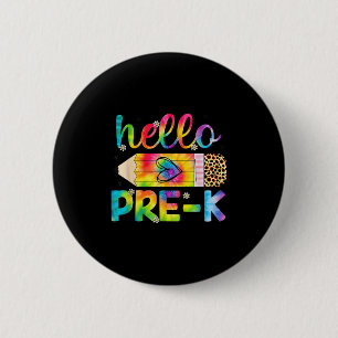 Badge Rond 5 Cm Bonjour Pré-k Crayon Teinture Retour À L'École Pré
