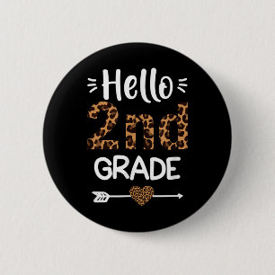 Badge Rond 5 Cm Bonjour professeur de léopard de 2e année Élèves d