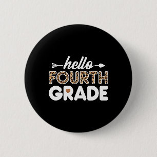 Badge Rond 5 Cm Bonjour professeur de quatrième année imprimé léop