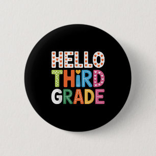 Badge Rond 5 Cm Bonjour Troisième Année Retour À L'École Mignonne 