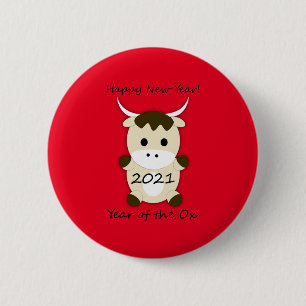 Badge Rond 5 Cm Bonne année 2021 Année de l'OX
