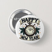 Badge Rond 5 Cm Bonne année 2025 Fête du Nouvel An (Devant & derrière)