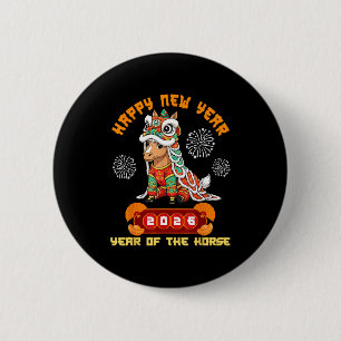 Badge Rond 5 Cm Bonne Année 2026 Année du Cheval Célébration Lunai