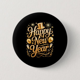 Badge Rond 5 Cm Bonne année 2026 Ballons de fête, Feux d'artifice