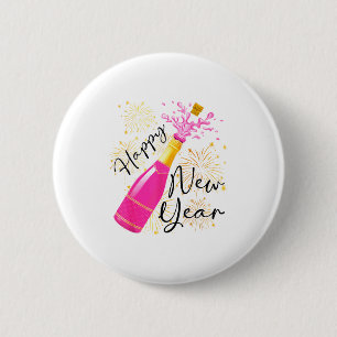 Badge Rond 5 Cm Bonne année 2026 Champagne Bonne soirée du Nouvel 