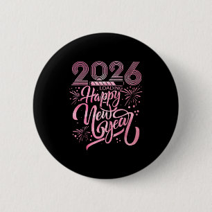 Badge Rond 5 Cm Bonne année 2026 Chargement des feux d'artifice