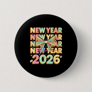 Badge Rond 5 Cm Bonne Année 2026 Coquette Nœuds Nouvel An Enseigna