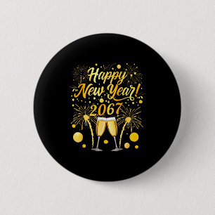 Badge Rond 5 Cm Bonne année 2067 Drôle 67 Six Sept Mème Nouvel An