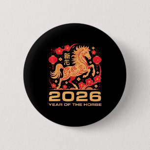 Badge Rond 5 Cm Bonne année-année du cheval Nouvel An chinois