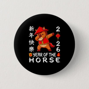 Badge Rond 5 Cm Bonne année chinoise 2026 Année du cheval 2026