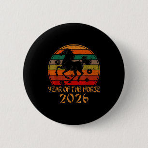 Badge Rond 5 Cm Bonne année chinoise 2026 Année du Cheval Trad