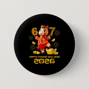 Badge Rond 5 Cm Bonne année chinoise 2026 Cheval drôle 6 7 Mème 6