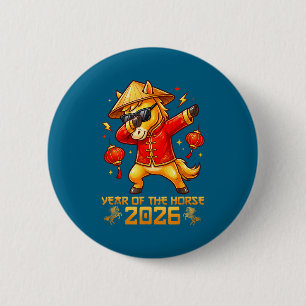 Badge Rond 5 Cm Bonne année chinoise du cheval 2026 Nouvel An luna