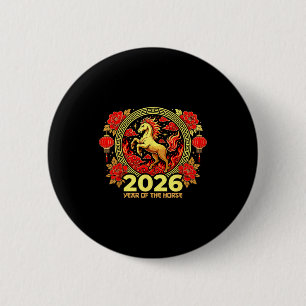 Badge Rond 5 Cm Bonne année chinoise du cheval de feu Chinois Z