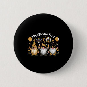 Badge Rond 5 Cm Bonne année Gnome Confettis Feux d'artifice Nouvel