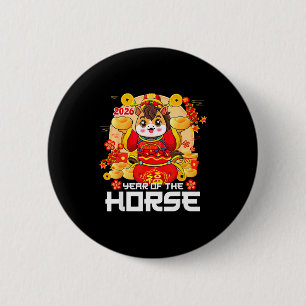 Badge Rond 5 Cm Bonne année lunaire chinoise du cheval 2026 Zod