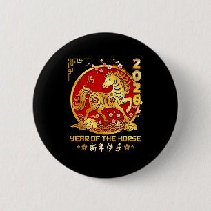 Badge Rond 5 Cm Bonne année lunaire chinoise du zodiaque du cheval