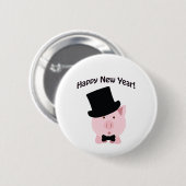Badge Rond 5 Cm Bonne année ! Pig Dapper (Devant & derrière)
