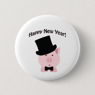 Badge Rond 5 Cm Bonne année ! Pig Dapper