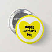 Badge Rond 5 Cm Bonne fête des mères Simple mignonne coeur jaune (Devant & derrière)