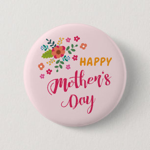 Badge Rond 5 Cm "Bonne fête des mères", une jolie illustration r