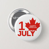 Badge Rond 5 Cm Bonne fête du Canada (Devant & derrière)