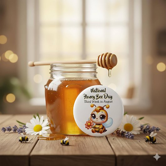 Badge Rond 5 Cm Bonne fête nationale de l'abeille au miel !