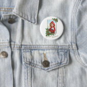 Badge Rond 5 Cm Bonne fille de Noël avec des boules de neige (En situation)