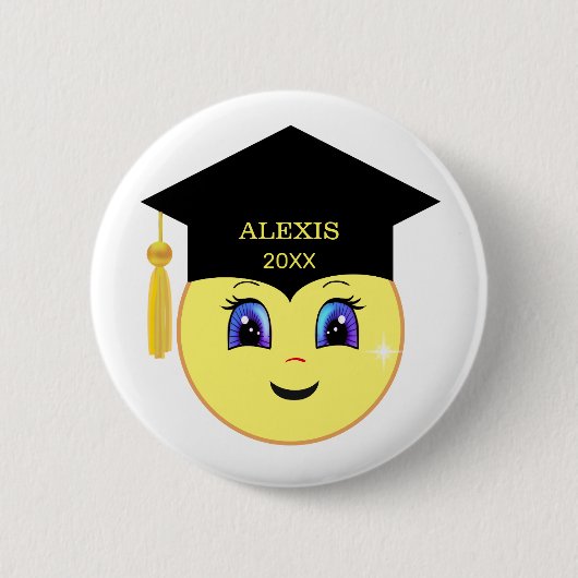 Badge Rond 5 Cm Bonne Graduation Visage (Devant)