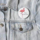 Badge Rond 5 Cm Bonne retraite Parti Flamant rose rose (En situation)