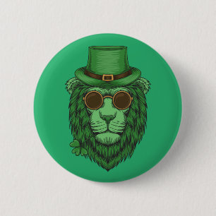 Badge Rond 5 Cm Bonne Saint Patrick's Day   Lion Leprechaun