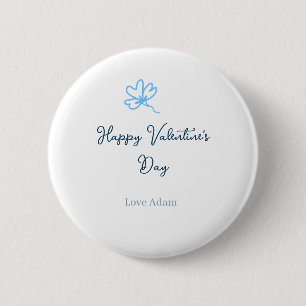 Badge Rond 5 Cm Bonne Saint-Valentin bleue fleur nom rustique joye