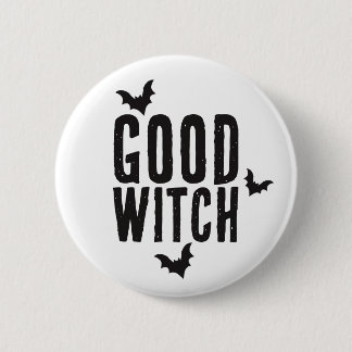 Badge Rond 5 Cm Bonne sorcière, chauves-souris, bouton d'Halloween