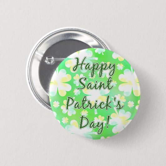 Badge Rond 5 Cm Bonne St Patrick's Day Shamrocks Aquarelle rétro (Devant & derrière)
